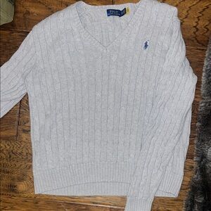 Polo by Ralph Lauren Women’s Light Gray V-Neck Sweater